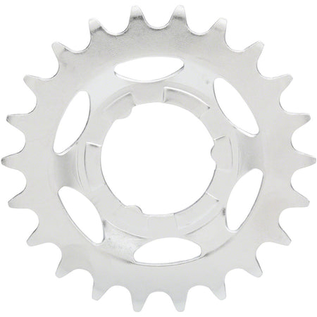 Shimano Nexus and Alfine hub cogs, bicycle hub parts, close-up view showing gear teeth and metal finish.