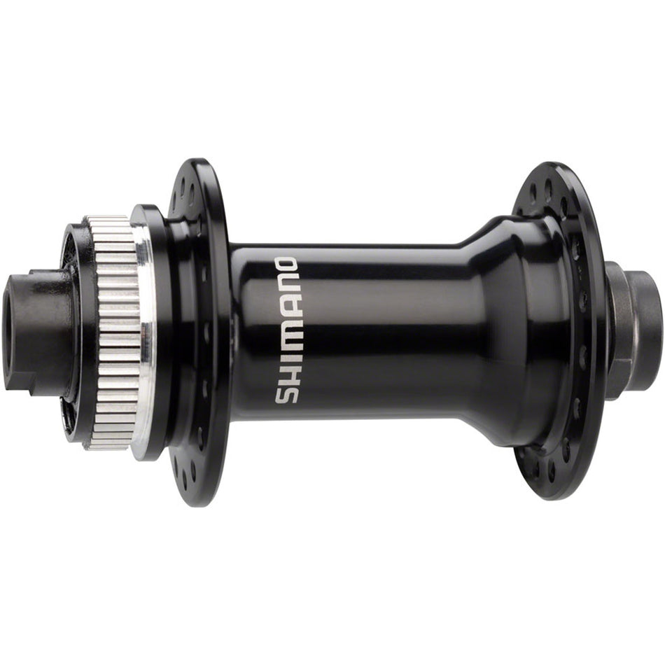 Shimano FH-RS470 rear hub with black finish and quick-release skewer, designed for road or mountain bike wheels.