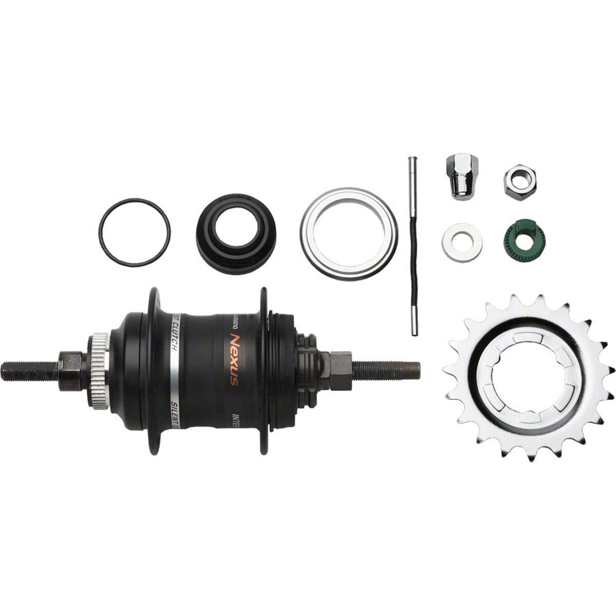 Shimano Nexus SG-3D55 3-speed disc brake internally geared hub mounted on a bicycle wheel with brake disc and hub components.