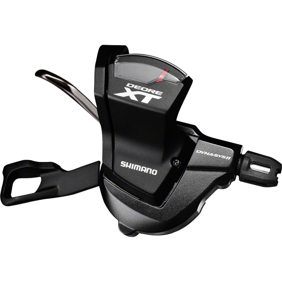 Shimano XT SL-M8000 right mechanical shifter for bike gear shifting, showing the ergonomic grip and gear indicator.