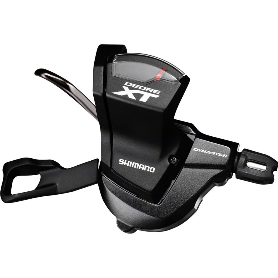 Shimano XT SL-M8000 right mechanical shifter for bike gear shifting, showing the ergonomic grip and gear indicator.