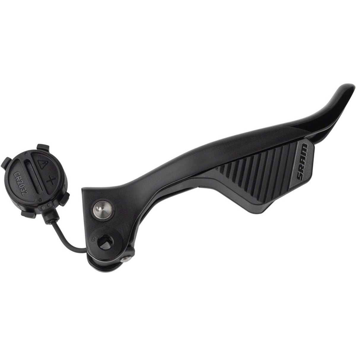 SRAM brake lever blade and shifter paddle assembly for mechanical shifters, shown in black with detailed components.