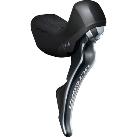 Shimano Ultegra R8020 right shift and brake lever for mechanical shifters on road bike, with textured grip and brake mechanism.