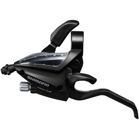 Shimano ST-EF500 mechanical brake and shift lever for road bikes, showing the ergonomic design and gear adjustment features.