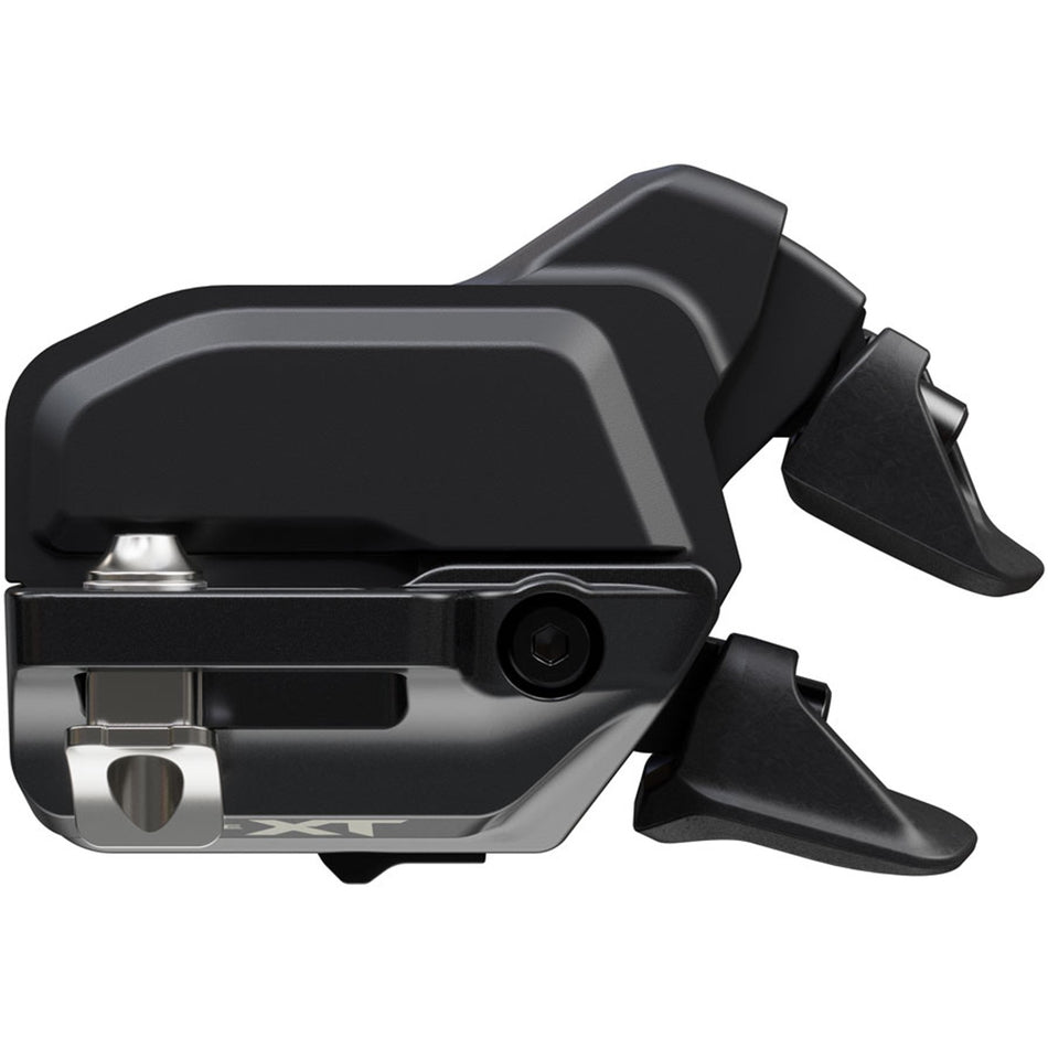 Shimano Deore XT SW-M8250 Rapid ES Di2 wireless electronic shifter with ergonomic levers and digital display.