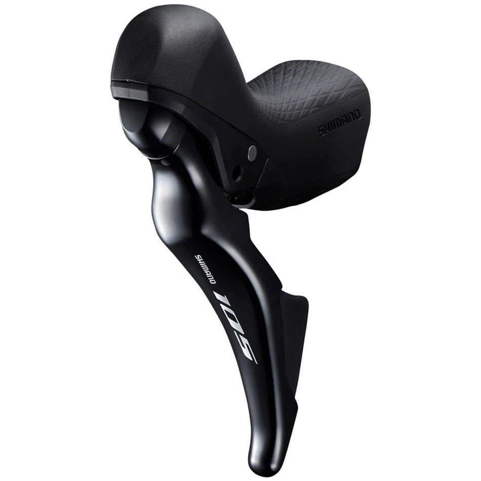 Shimano 105 ST-R7025 mechanical brake and shift lever for road bikes, showing ergonomic design and control levers.