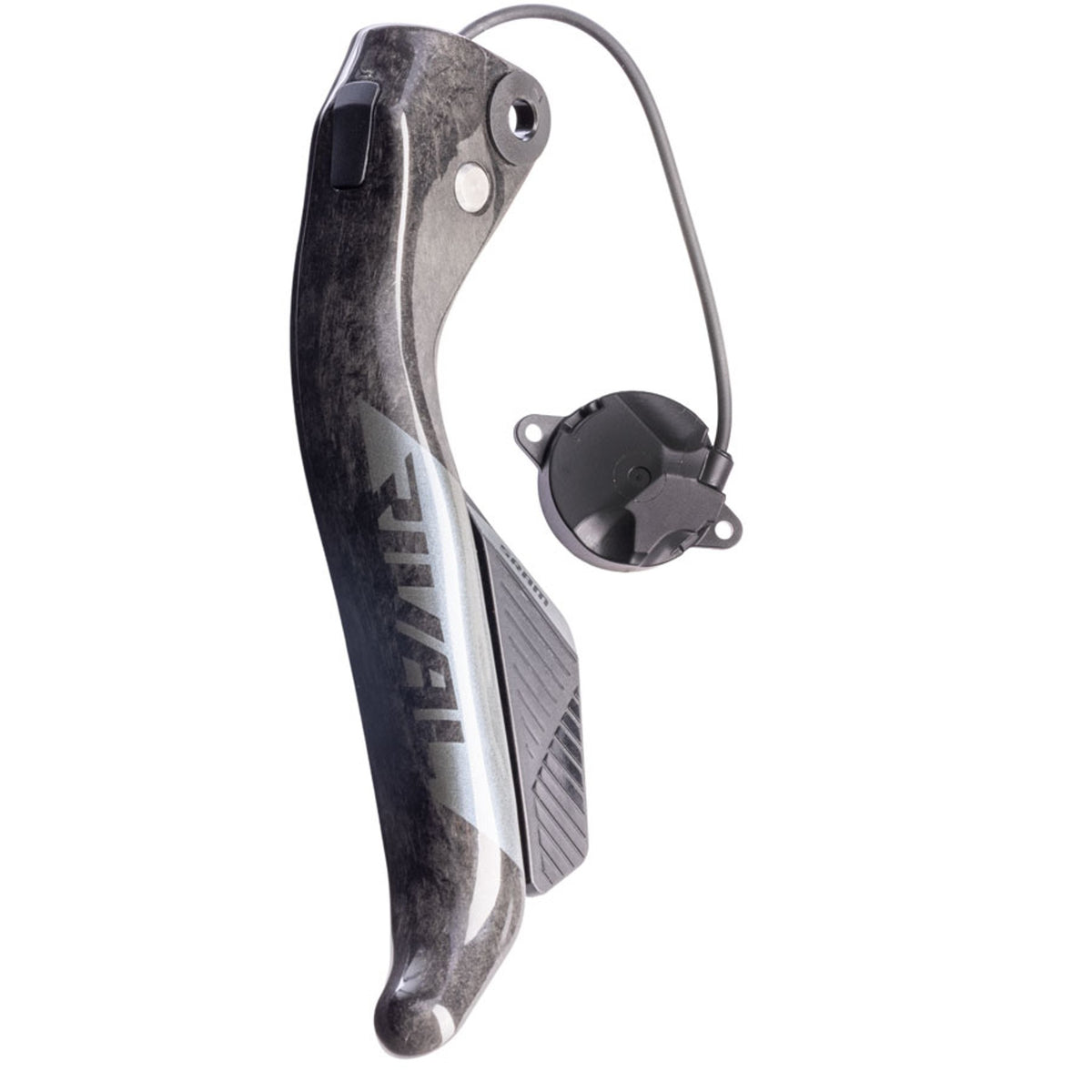 SRAM brake lever blade and shifter paddle assembly for mechanical shifters, showing black metal components with textured grips.