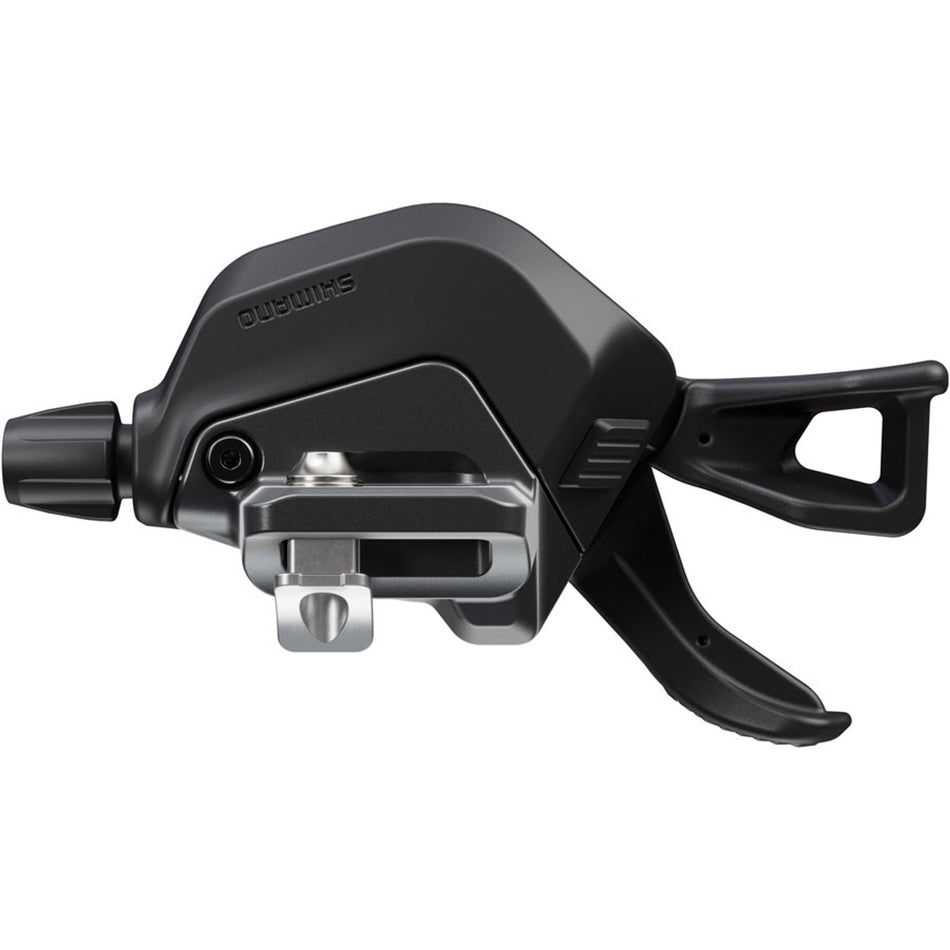 Shimano Deore SL-M6200 right mechanical shifter lever for mountain bike gear shifting, showing the ergonomic grip and gear indicator.