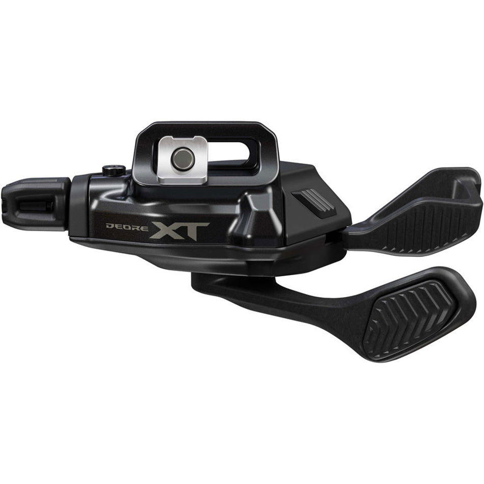Shimano Deore XT SL-M8200 mechanical shifter for mountain bike gear shifting, featuring ergonomic design and durable construction.