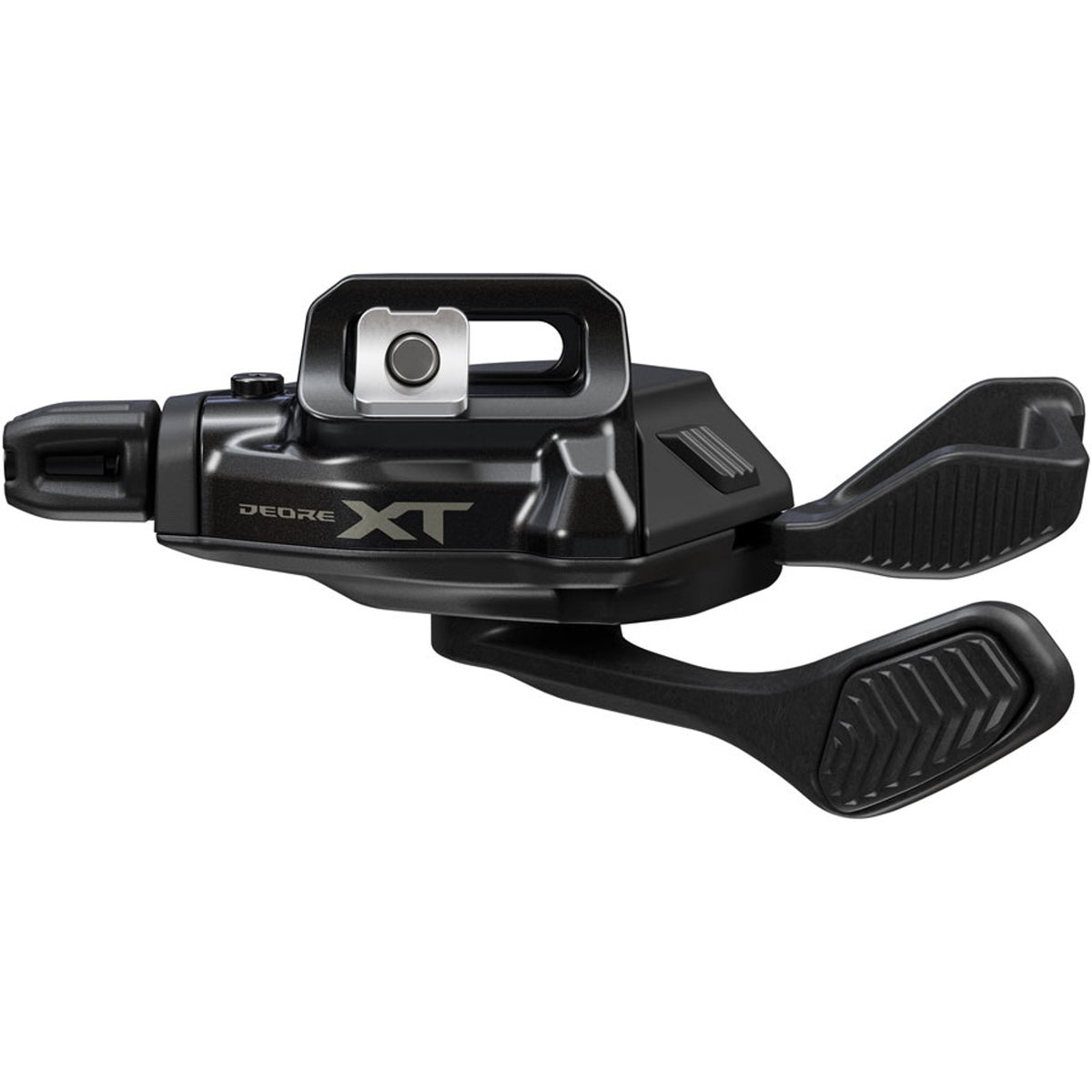 Shimano Deore XT SL-M8230 mechanical shifter for mountain bike gear shifting, with ergonomic grip and gear indicator.