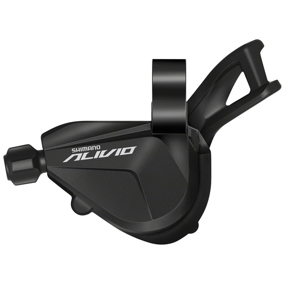 Shimano Alivio SL-M3100 left mechanical shifter for bicycle gear shifting, showing the ergonomic grip and gear indicator.