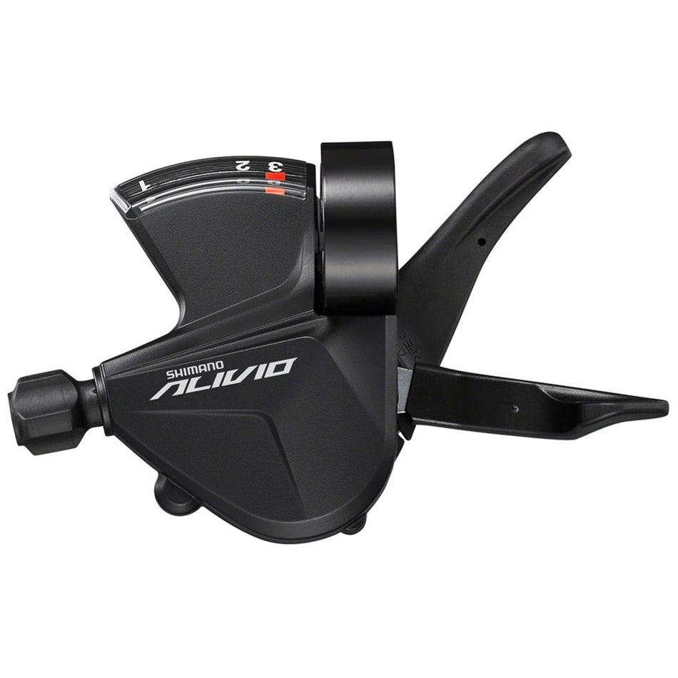 Shimano Alivio SL-M3100 left mechanical shifter for bike gear shifting, shown in a close-up image.