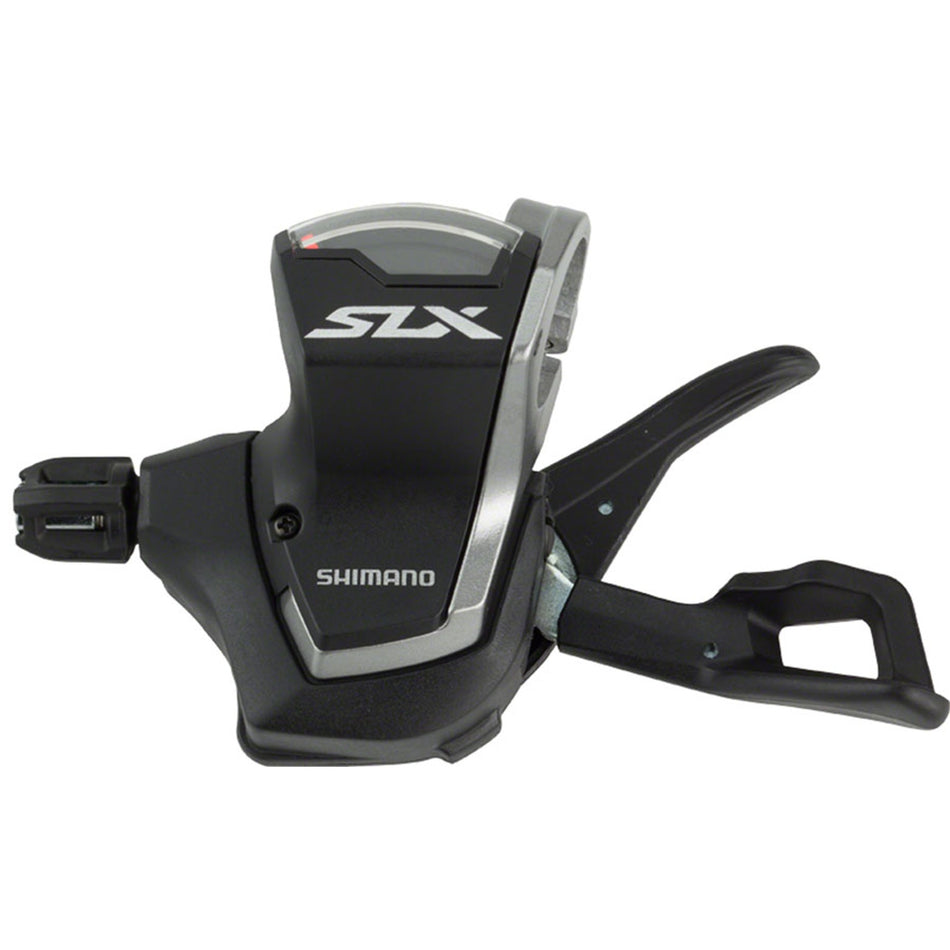 Shimano SLX M7000 mechanical shifter with gear indicator and grip, used for mountain bike gear shifting.