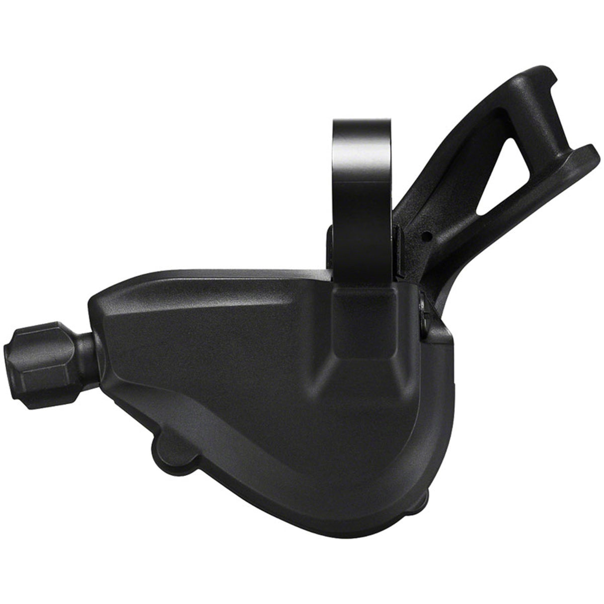 Shimano Deore M5100 left mechanical shifter for mountain bike gear shifting, showcasing the grip and gear indicator.