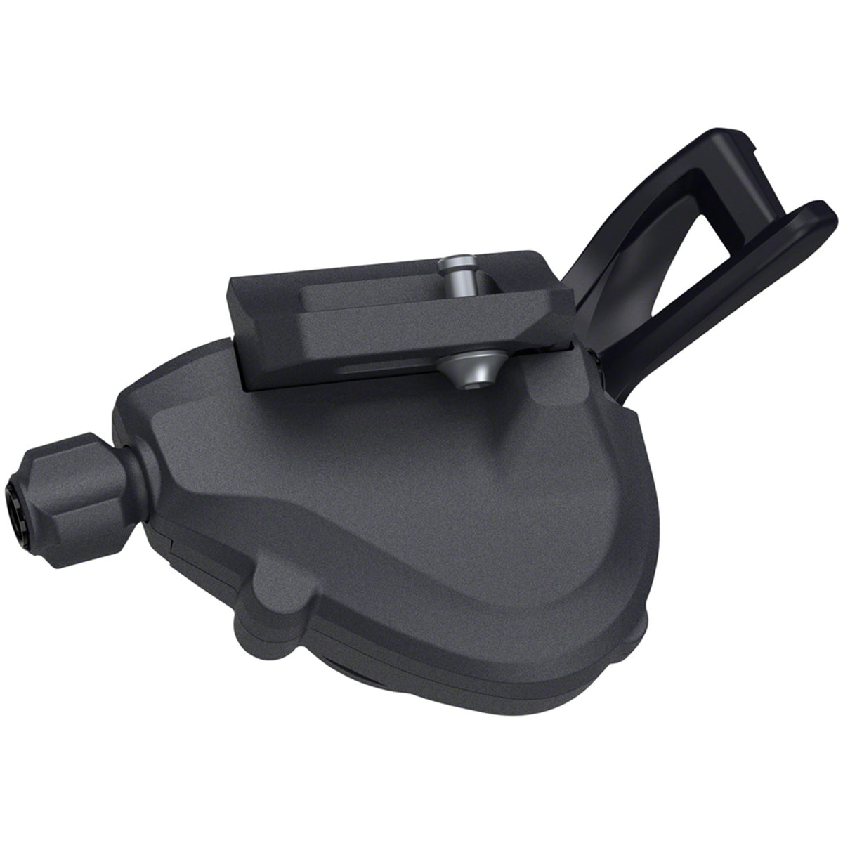 Shimano Deore M5100 left mechanical shifter for mountain bike gear shifting, showing the ergonomic grip and gear indicator.