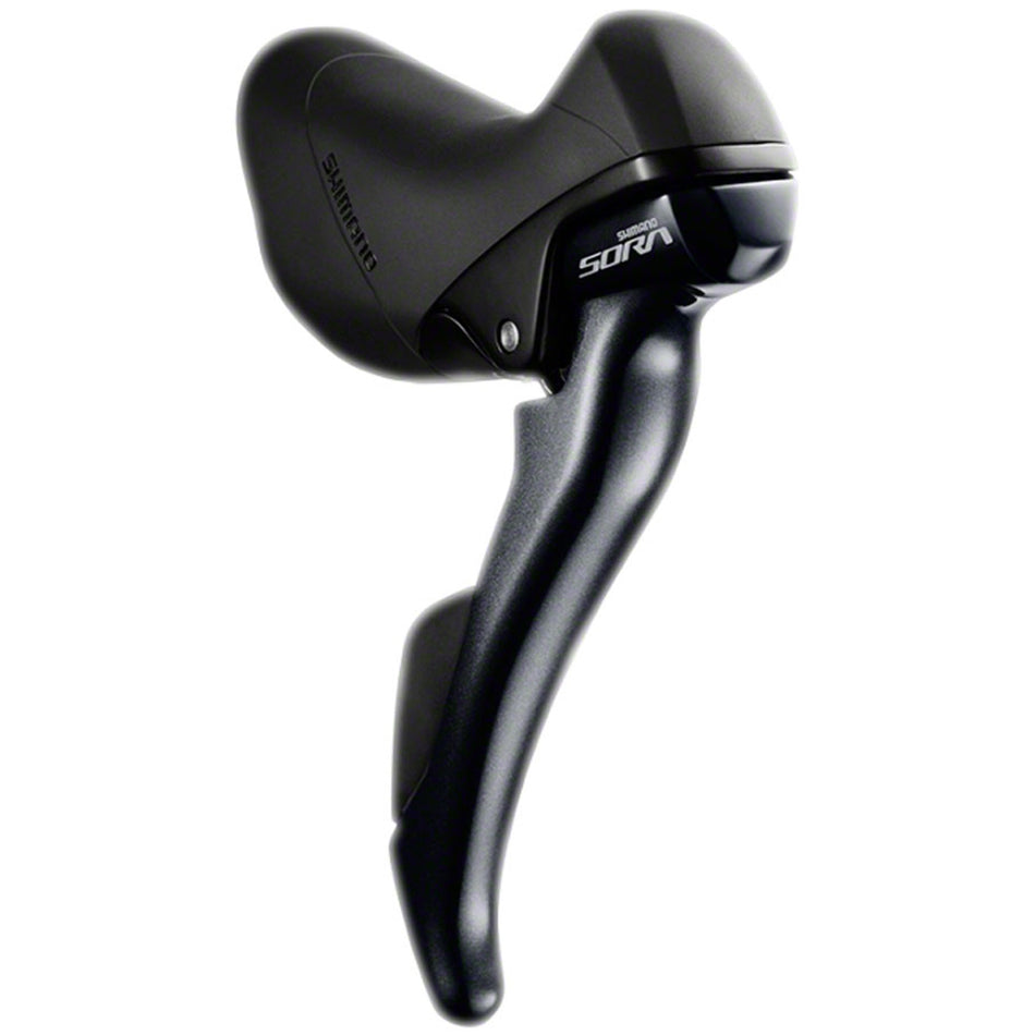 Shimano Sora ST-R3000 right shift lever for mechanical shifters, showing ergonomic design and gear adjustment features.