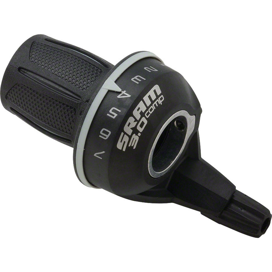 Black SRAM 3.0 Comp Twist Shifter for mechanical shifters and bike gear shifting systems.