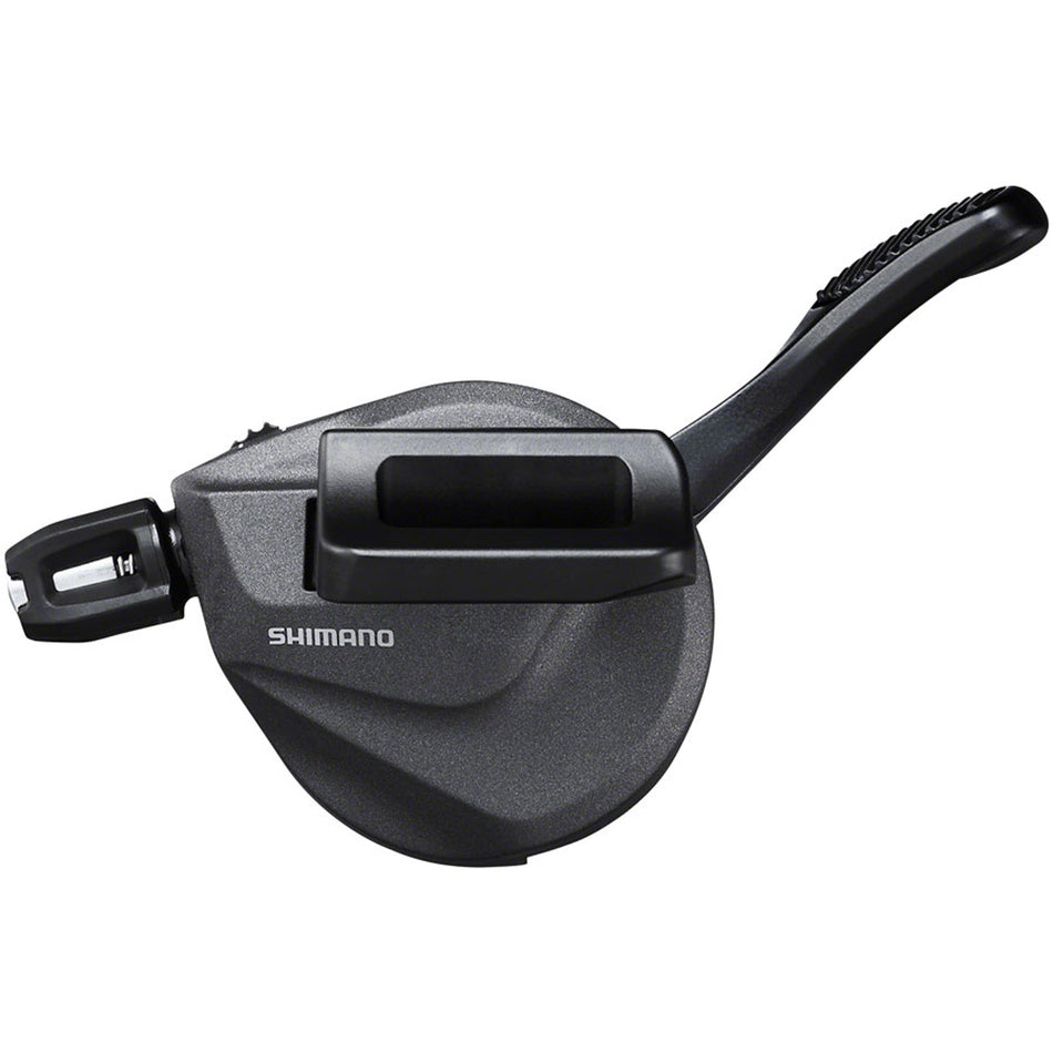 Shimano Deore XT SL-M8100 mechanical shifter with ergonomic grip and gear display, designed for mountain bike gear shifting.