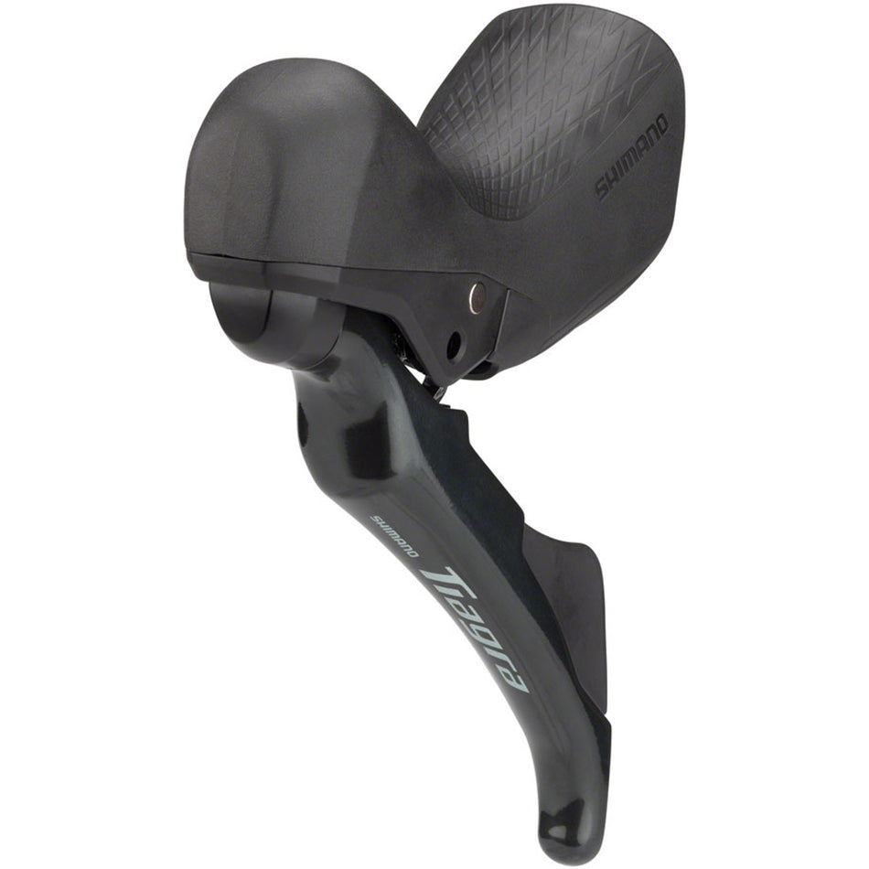 Shimano Tiagra ST-4720 mechanical shift and brake lever for hydraulic disc brakes, showing the ergonomic design and gear controls.