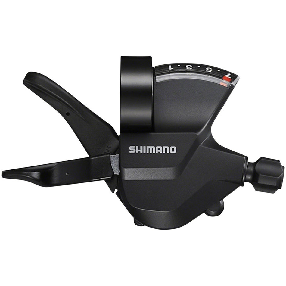 Shimano Altus SL-M315 mechanical shift lever for bike gear shifting, shown with its ergonomic design and gear indicator.