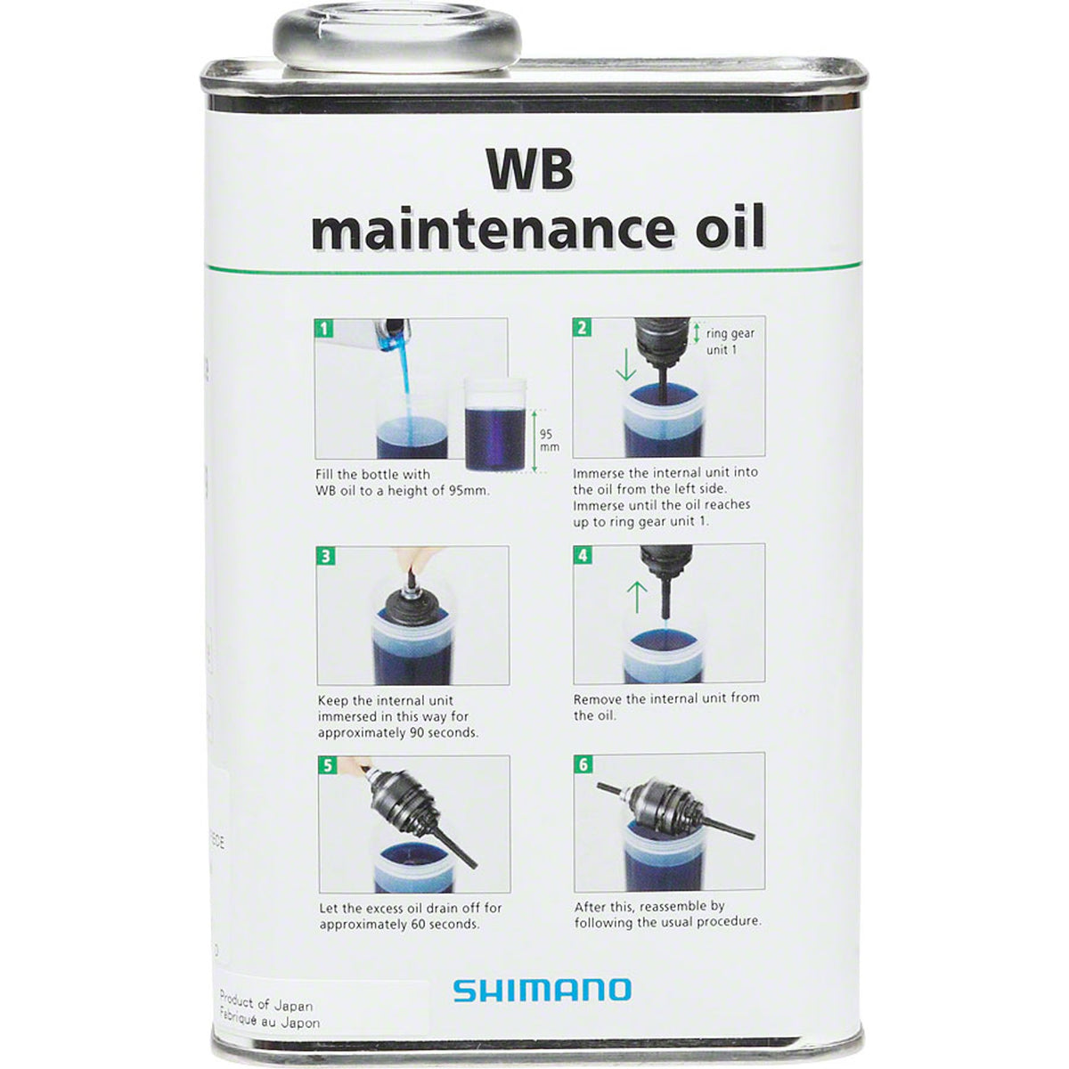Shimano Maintenance Oil for lubes and grease, shown in a container with a nozzle for bike maintenance and lubrication.