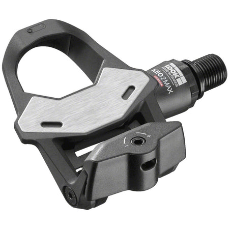Look Cycle KEO 2 MAX Carbon road pedals with clipless design and lightweight carbon construction, shown from side angle.