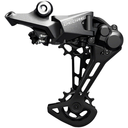 Shimano Deore M5100 rear derailleur for 11-speed bike drivetrains, showing the sleek black Shimano RD-M5100 model.