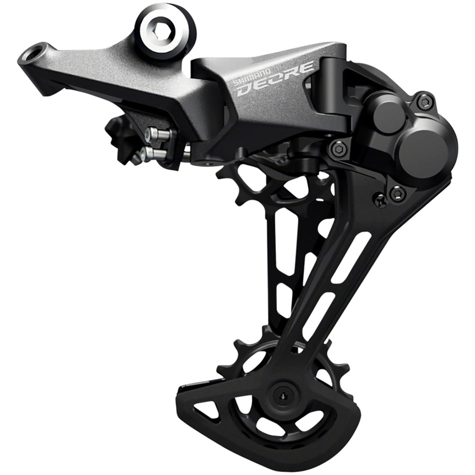 Shimano Deore M5100 rear derailleur for 11-speed bike drivetrains, showing the sleek black Shimano RD-M5100 model.
