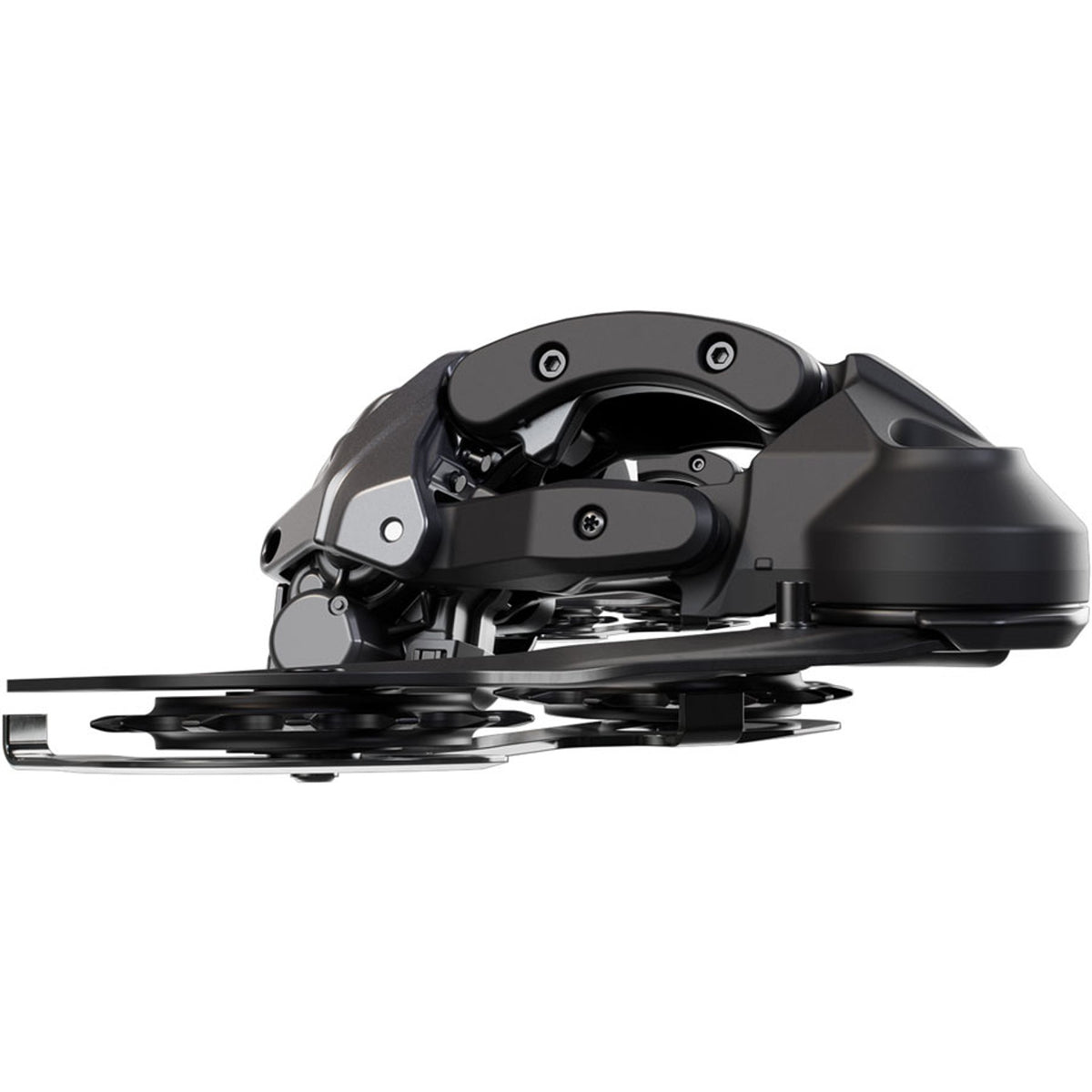 Shimano Deore RD-M6260-12 Di2 wired power 12-speed E-MTB rear derailleur with metal cage and precise shifting mechanism.
