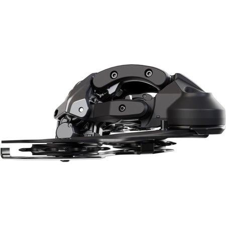 Shimano Deore RD-M6260-12 Di2 wired power 12-speed E-MTB rear derailleur with metal cage and precise shifting mechanism.
