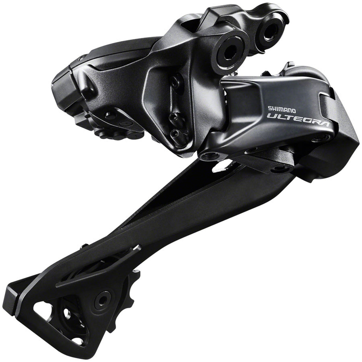 Shimano Ultegra RD-R8150 Di2 12-speed rear derailleur showcasing sleek design and precise gear shifting for road bikes.