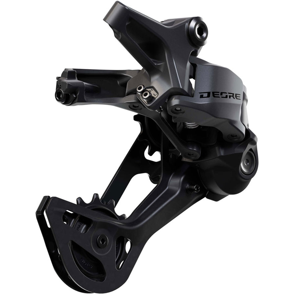 Shimano Deore RD-M7230-SGS rear derailleur with black finish, mounted on bicycle drivetrain for smooth gear shifting.