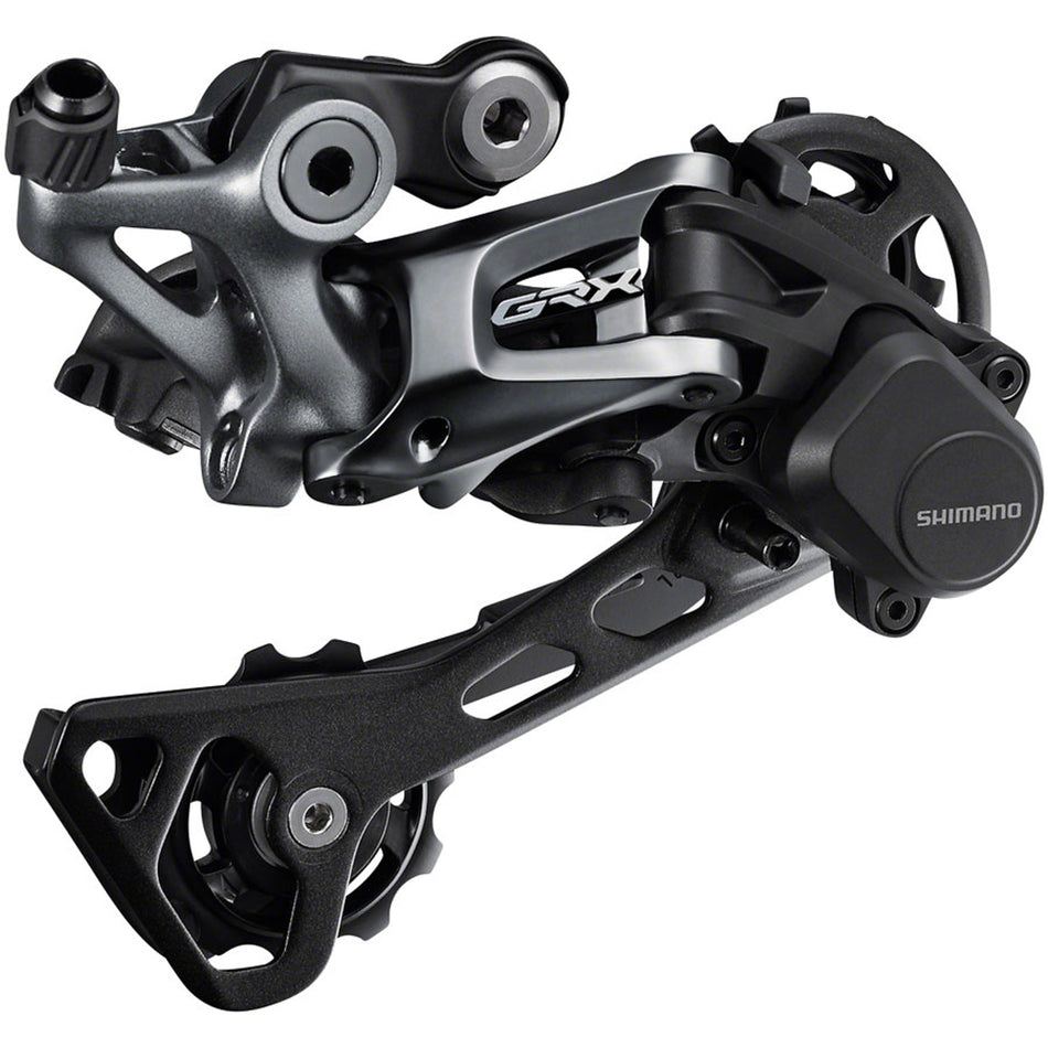 Shimano GRX RD-RX810 11-speed rear derailleur showcasing durable construction and precise shifting for gravel and adventure bikes.