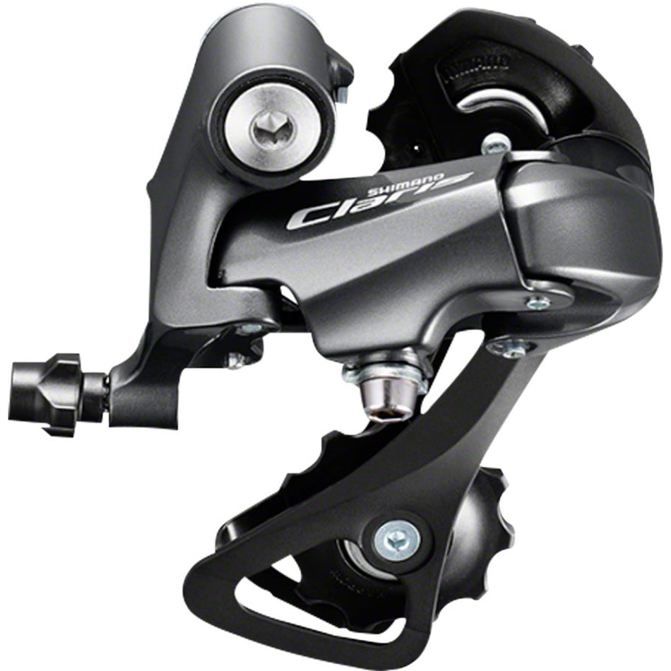 Shimano Claris RD-R2000 rear derailleur for road bikes, shown in image with mounting and cable attachment details.