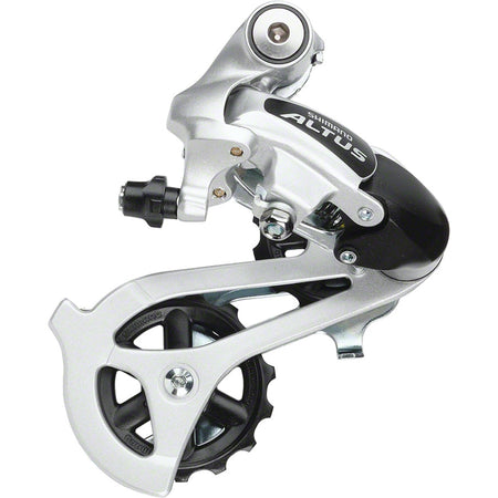 Shimano Altus Smart Cage Rear Derailleur RD3100 mounted on a bicycle, showing the precision gear mechanism and lightweight design