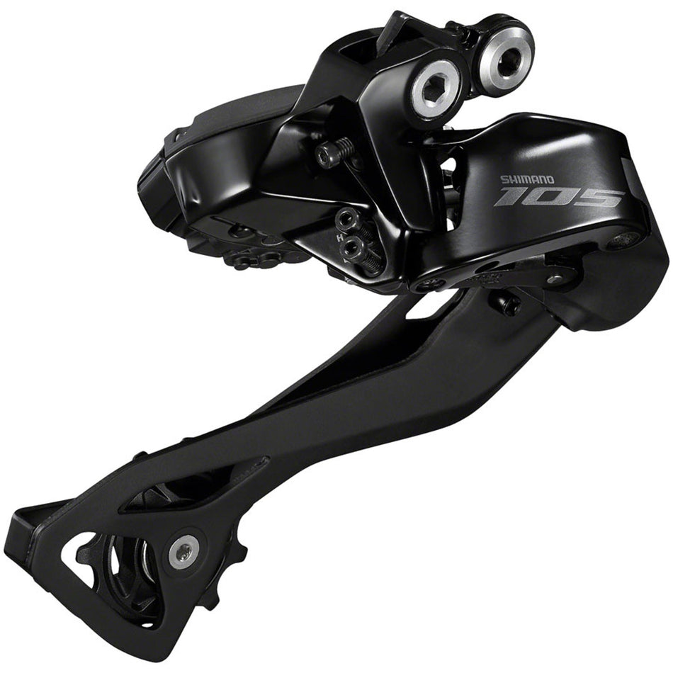 Shimano 105 RD-R7150 Di2 rear derailleur for road bikes, showcasing the lightweight, sleek design and precise shifting mechanism.