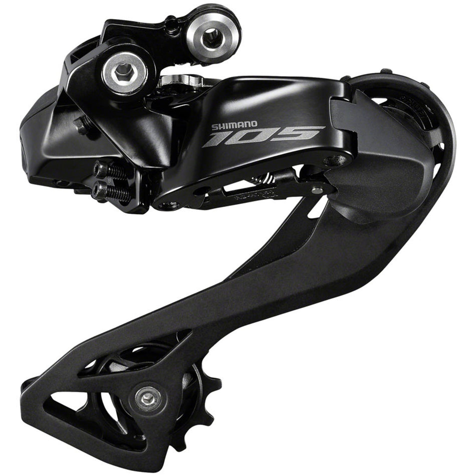 Shimano 105 RD-R7150 Di2 rear derailleur for bike gear shifting, shown in the image with its sleek design and mounting hardware.