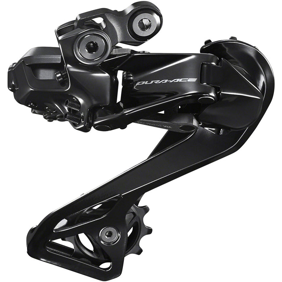 Shimano Dura-Ace RD-R9250F Di2 rear derailleur for high-performance road bike gear shifting, shown in a close-up view.