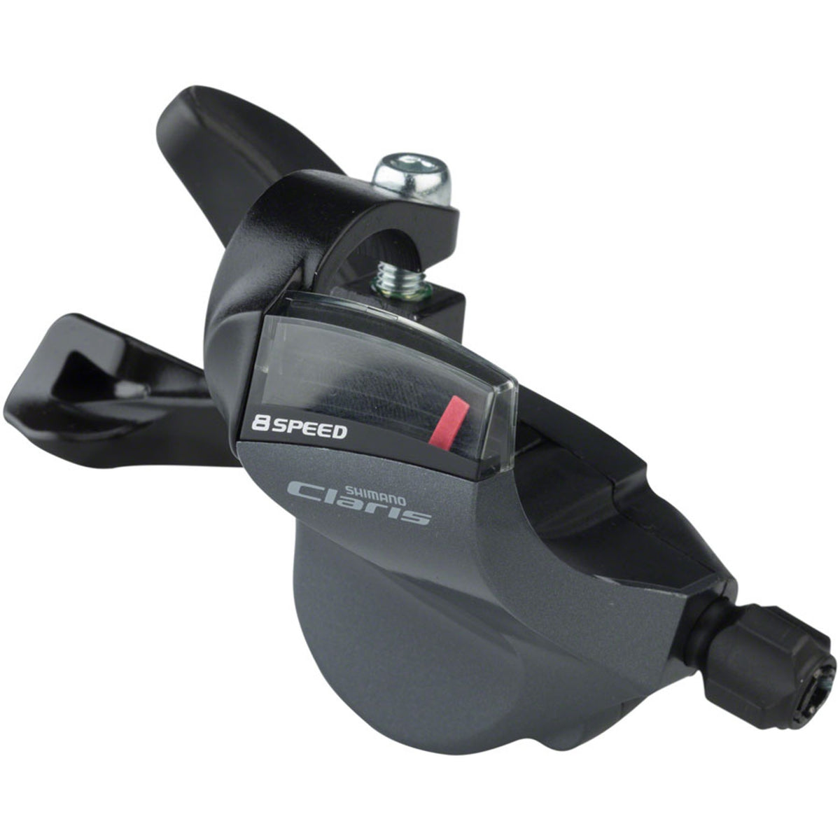 Shimano Claris SL-R2000 right gear shifter for mechanical bike gear shifting, shown from the side with visible branding.