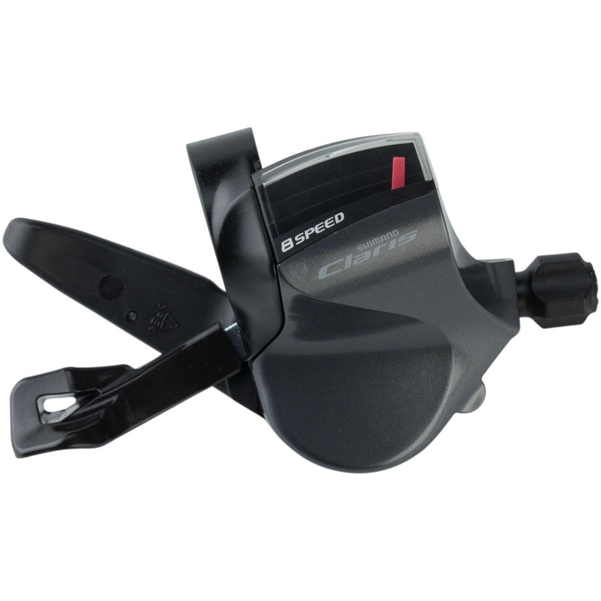 Shimano Claris SL-R2000 right shifter for mechanical bike gear shifting, shown with gear cable and mounting details.
