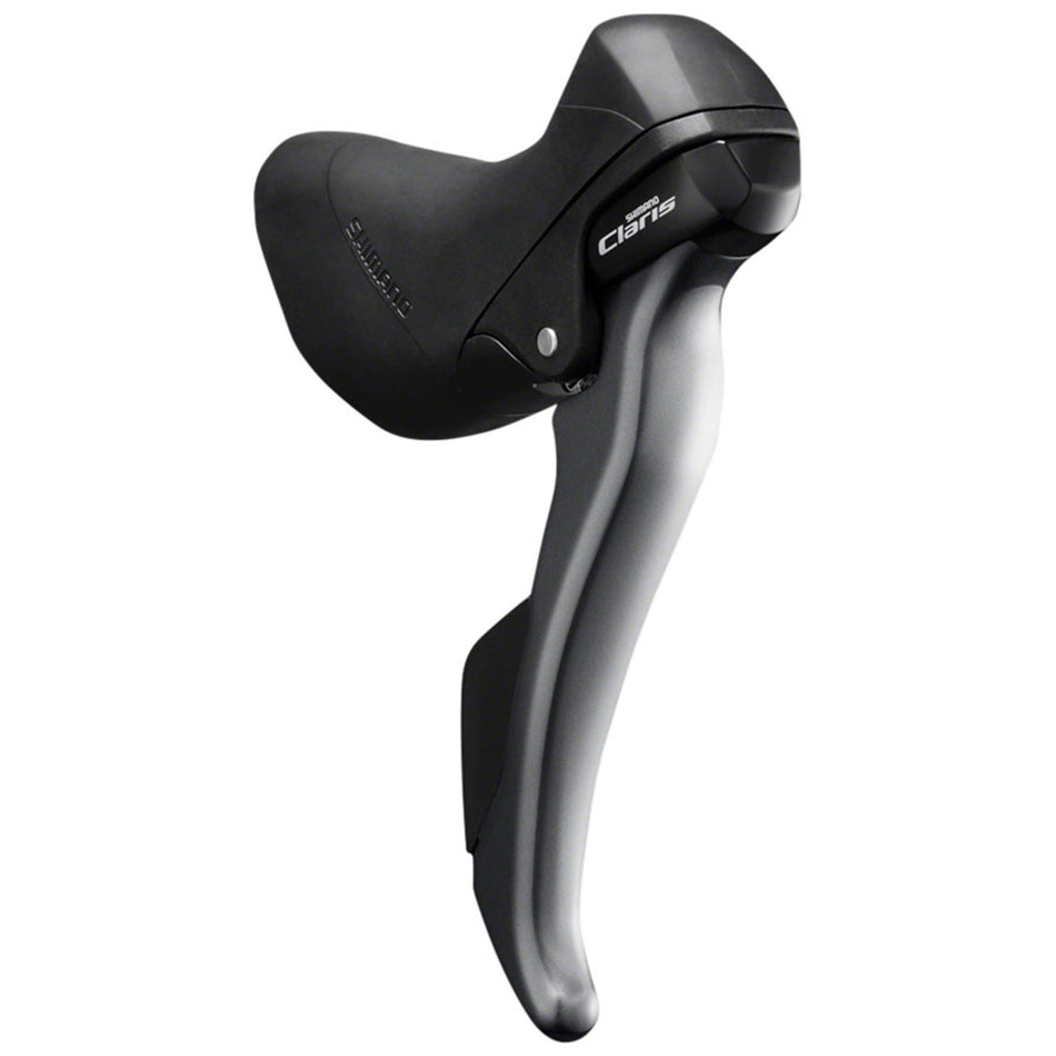 Shimano Claris ST-R2000 mechanical shifter with brake lever for road bikes, shown with detailed gear mechanism and ergonomic design.