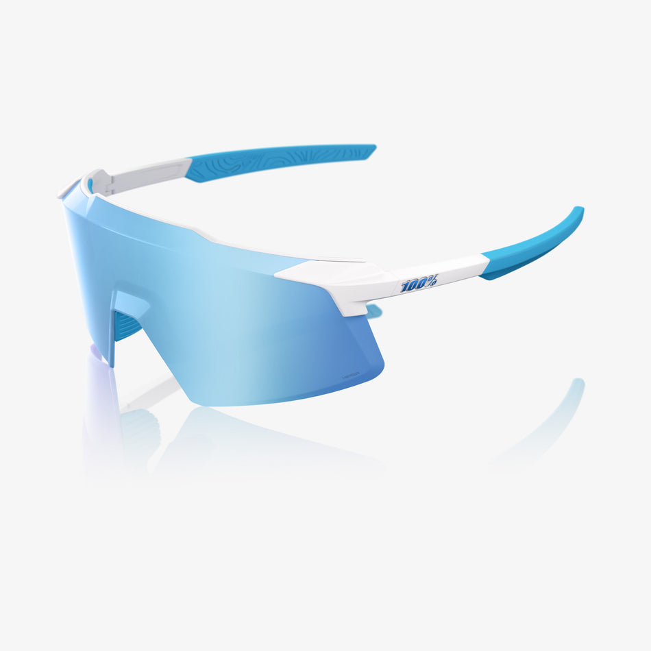 100% AEROCRAFT® Matte White HiPER® Blue Mirror Lens