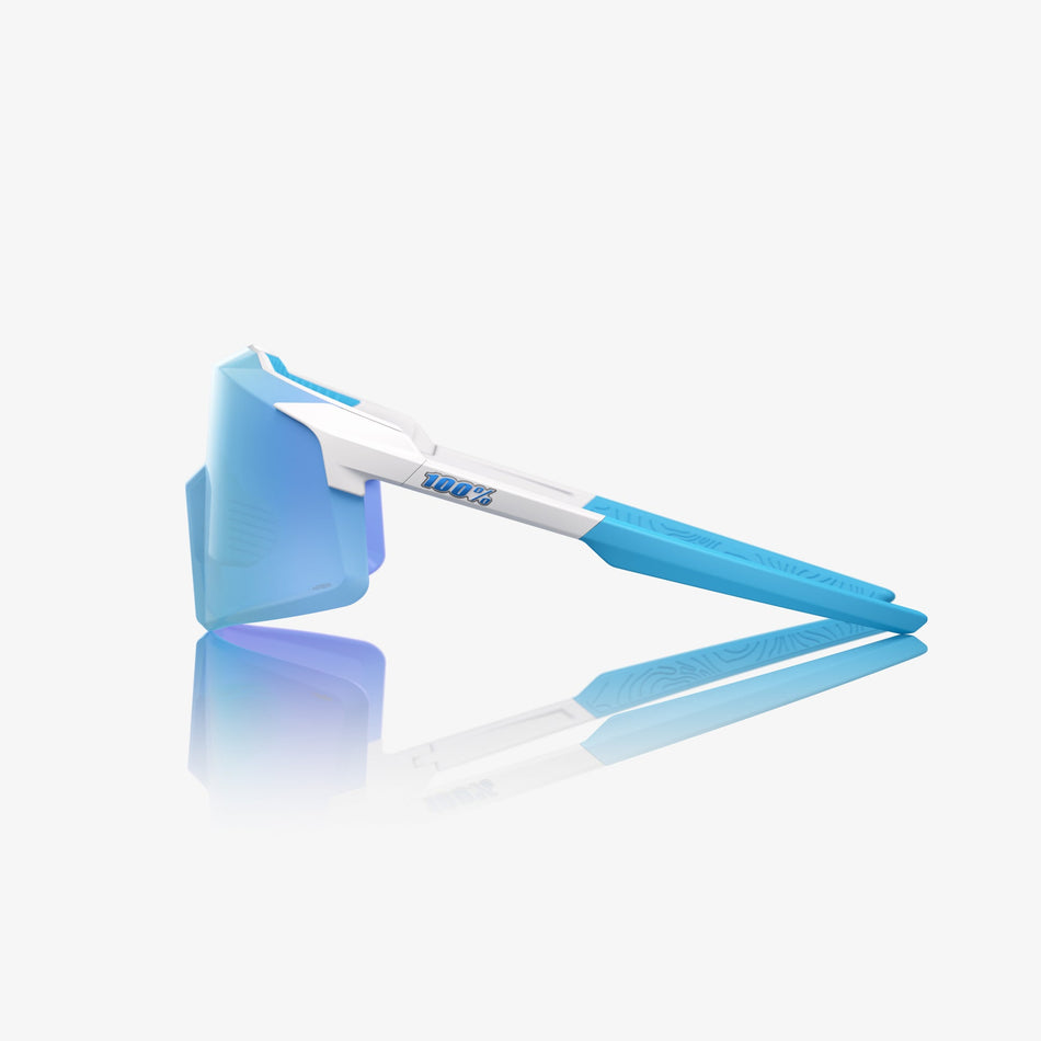 100% AEROCRAFT® Matte White HiPER® Blue Mirror Lens