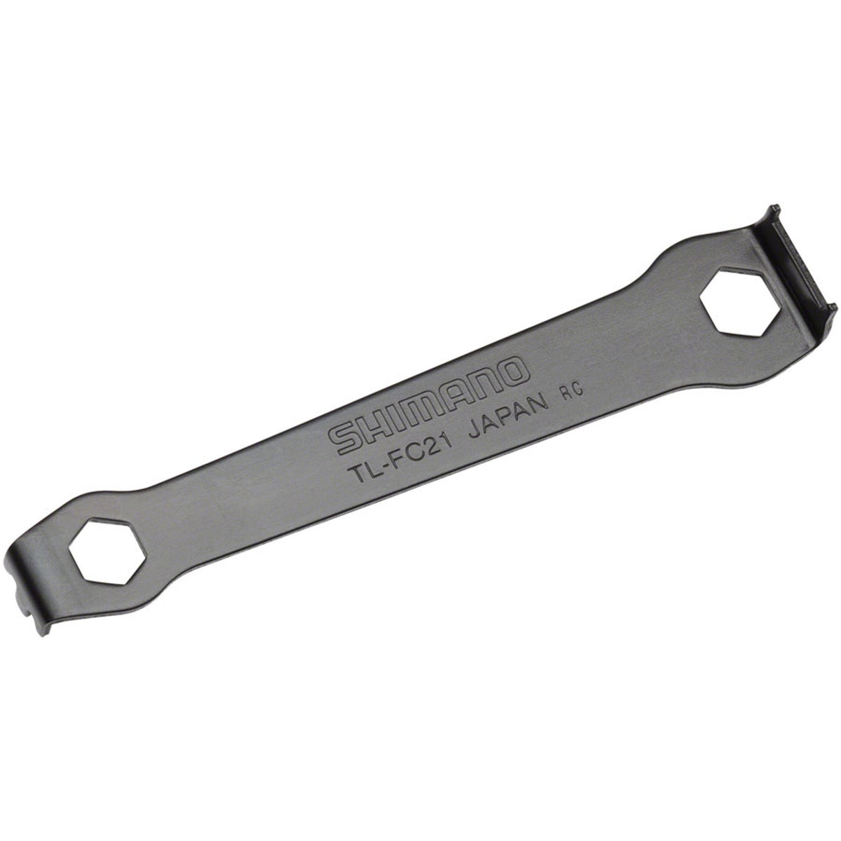 Shimano TL-FC21 crankset dustcap pin tool with chainring nut tool, compact bike maintenance tool for Shimano cranksets.