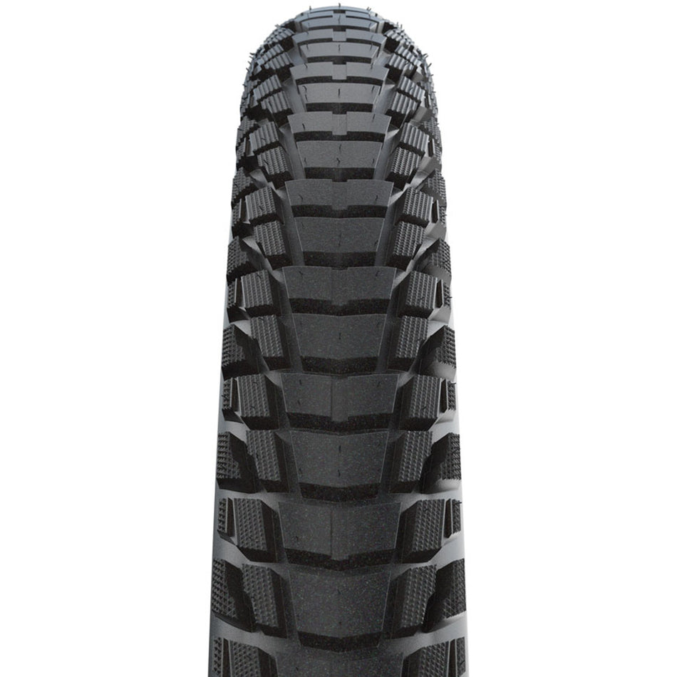 Schwalbe Marathon Plus Tour cargo and urban tire with black and reflective sidewalls, wire bead, clincher design, suitable for E-50 e-bikes