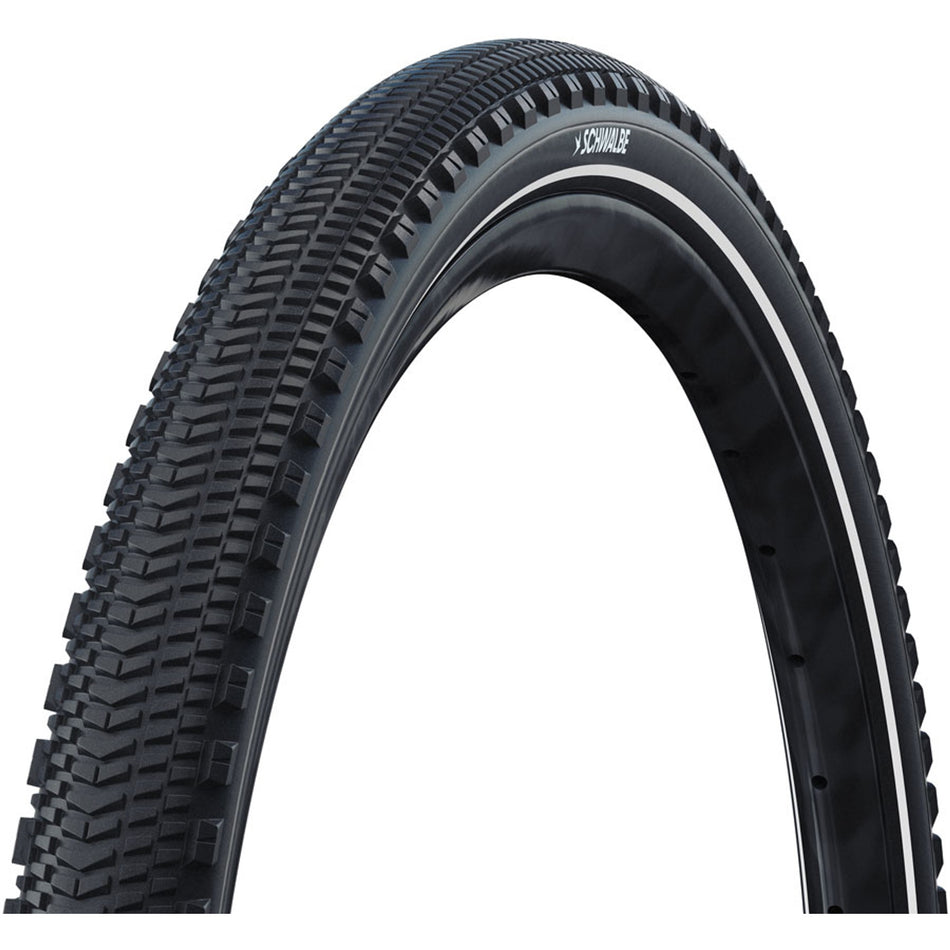 Schwalbe G-One Overland gravel and cyclocross tire, folding tubeless-ready clincher with textured tread for off-road riding.