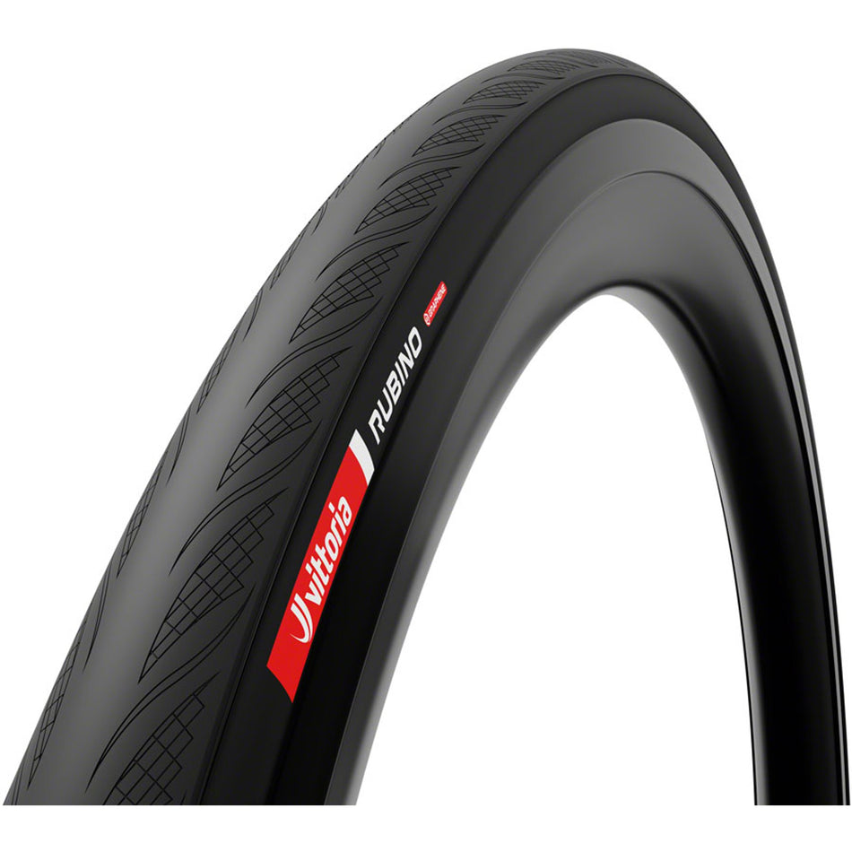 Vittoria Rubino V Tire G2.0 folding road tire with graphene and silica for enhanced grip and durability, shown in the image.