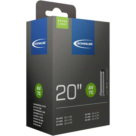 Schwalbe extra light tube for bicycles, showing a close-up of the slim, high-quality inner tube with valve in a natural setting