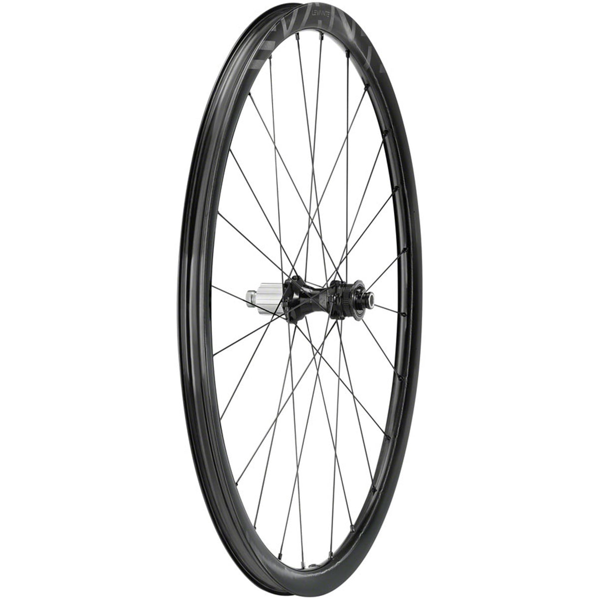 Campagnolo Levante rear gravel wheel with black alloy rim and spokes, designed for durable off-road cycling.
