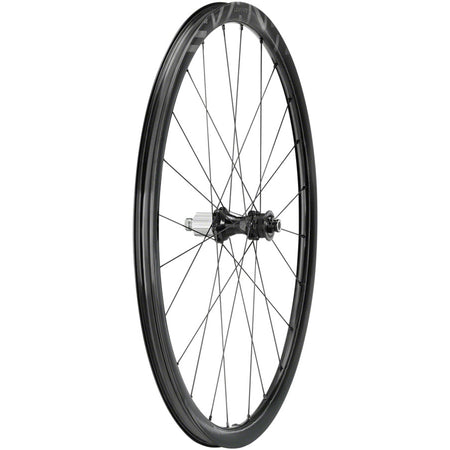Campagnolo Levante rear gravel wheel with black alloy rim and spokes, designed for durable off-road cycling.
